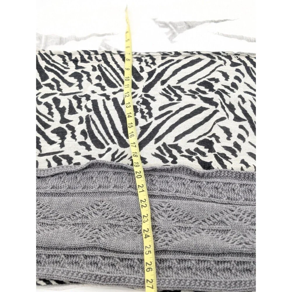 Boho Gray Cable Knit Black White Zebra Fringe Sheer Paris Scarf Bundle Lot of 3
